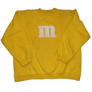Vintage M&M's Candy Crewneck Pullover Sweatshirt Medium Yellow Mars Candy M&M's